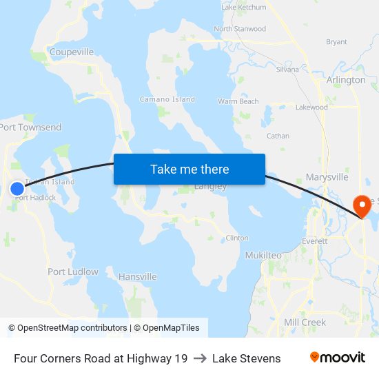 Four Corners Road at Highway 19 to Lake Stevens map