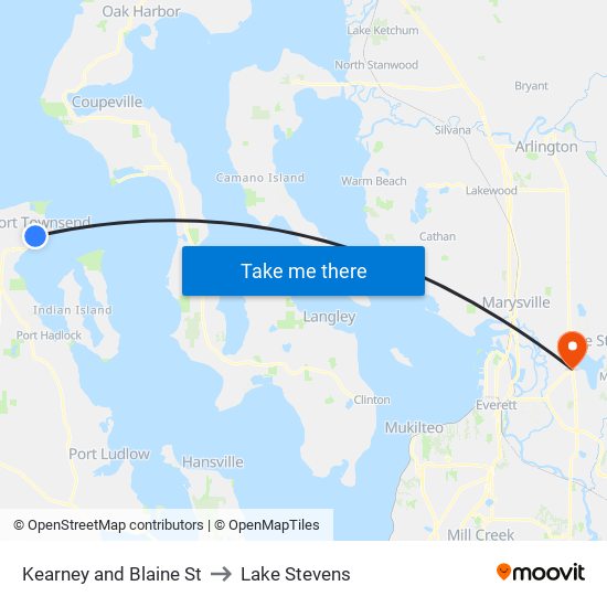 Kearney and Blaine St to Lake Stevens map