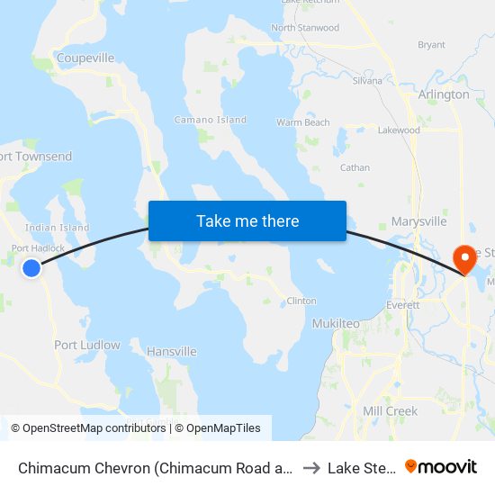 Chimacum Chevron (Chimacum Road at Highway 19) to Lake Stevens map