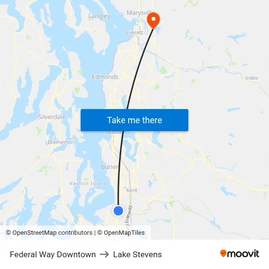 Federal Way Downtown to Lake Stevens map