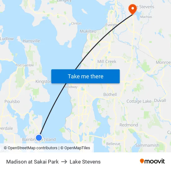 Madison at Sakai Park to Lake Stevens map