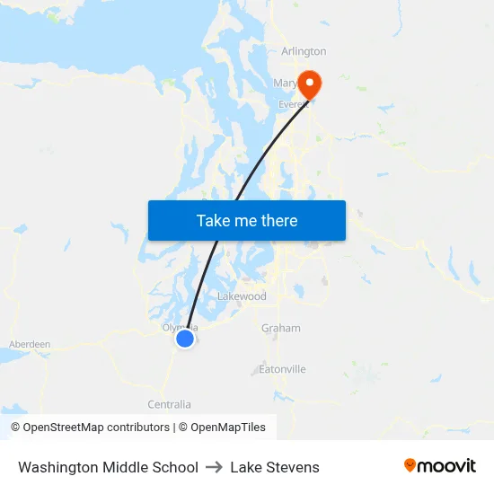 Washington Middle School to Lake Stevens map