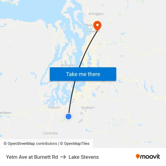 Yelm Ave at Burnett Rd to Lake Stevens map