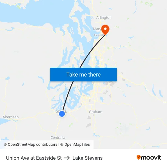 Union Ave at Eastside St to Lake Stevens map