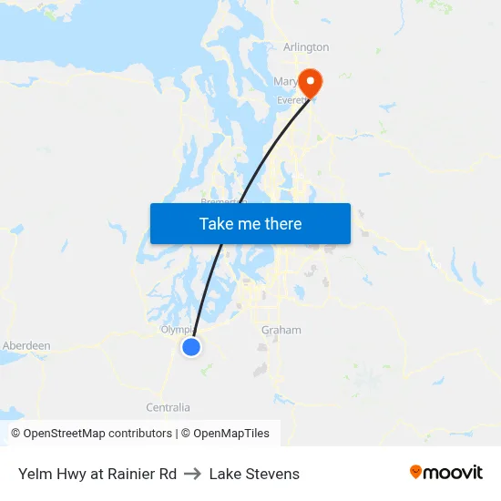 Yelm Hwy at Rainier Rd to Lake Stevens map