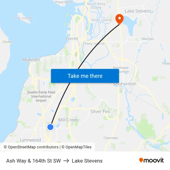 Ash Way & 164th St SW to Lake Stevens map