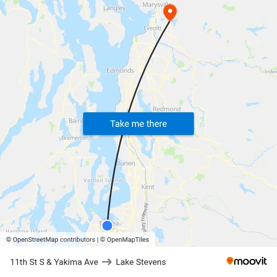11th St S & Yakima Ave to Lake Stevens map