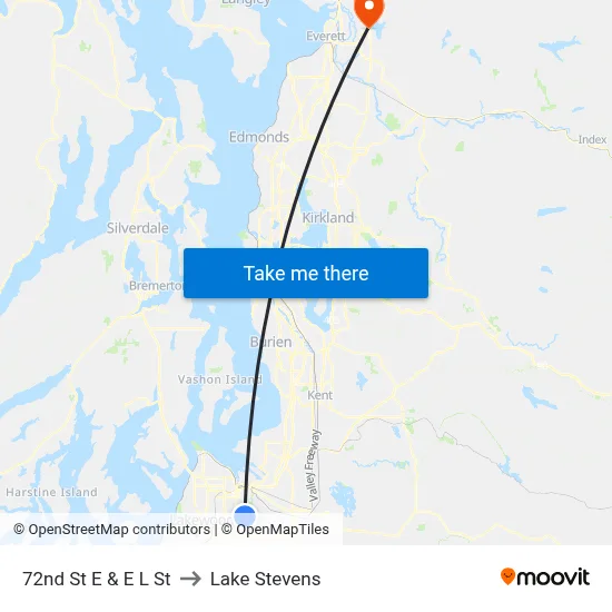72nd St E & E L St to Lake Stevens map