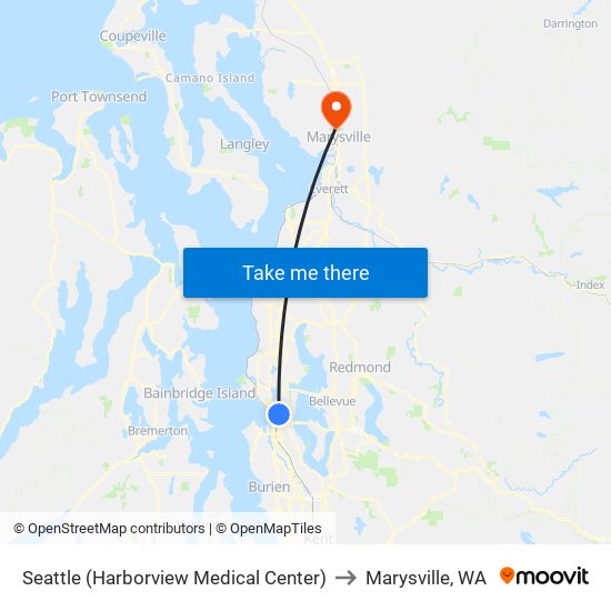 Seattle (Harborview Medical Center) to Marysville, WA map