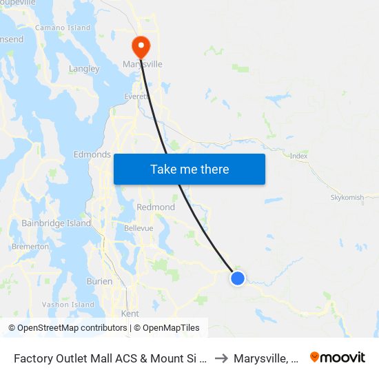 Factory Outlet Mall ACS & Mount Si Blvd to Marysville, WA map