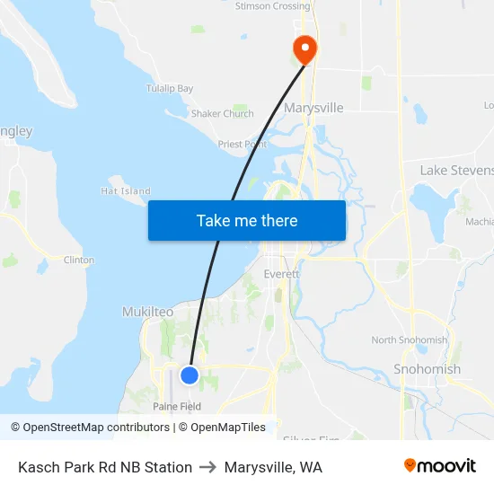 Kasch Park Rd NB Station to Marysville, WA map