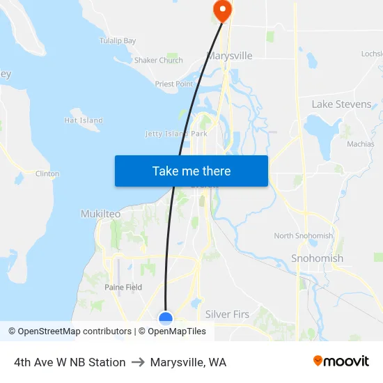 4th Ave W NB Station to Marysville, WA map