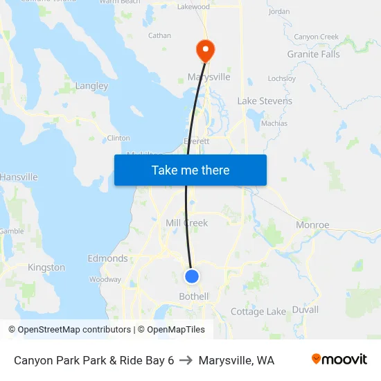 Canyon Park Park & Ride Bay 6 to Marysville, WA map