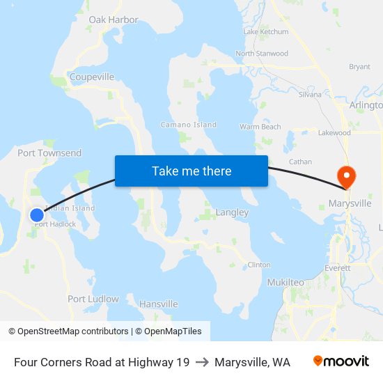 Four Corners Road at Highway 19 to Marysville, WA map
