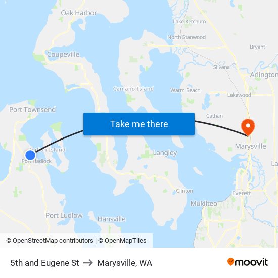 5th and Eugene St to Marysville, WA map