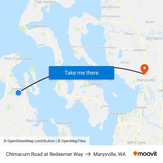 Chimacum Road at Redeemer Way to Marysville, WA map