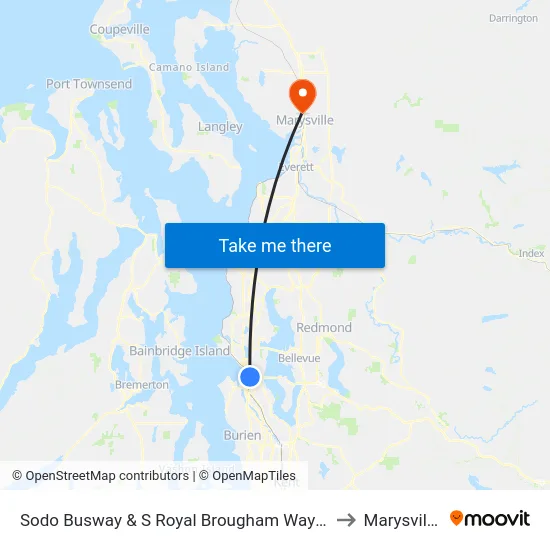 Sodo Busway & S Royal Brougham Way (Stadium Station) to Marysville, WA map