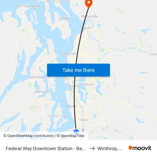 Federal Way Downtown Station - Bay 9 to Winthrop, WA map