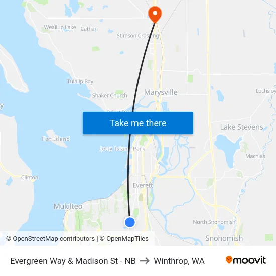 Evergreen Way & Madison St - NB to Winthrop, WA map