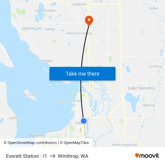 Everett Station - I1 to Winthrop, WA map