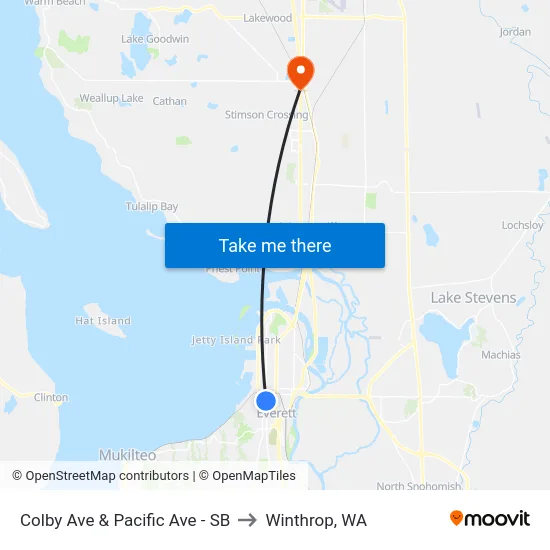 Colby Ave & Pacific Ave - SB to Winthrop, WA map