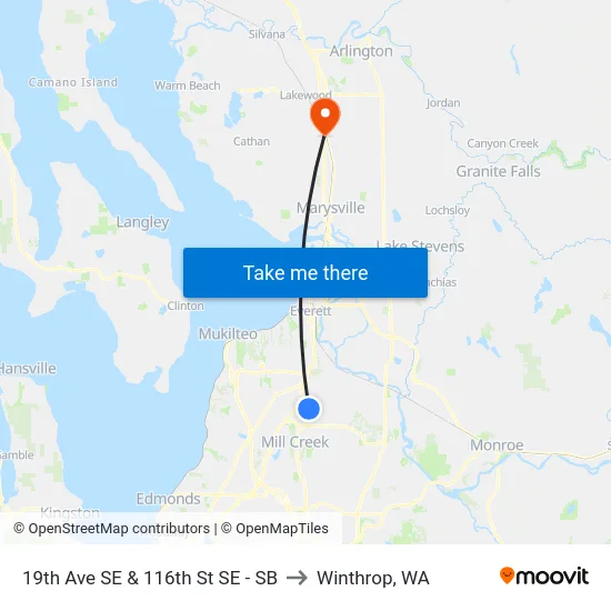 19th Ave SE & 116th St SE - SB to Winthrop, WA map