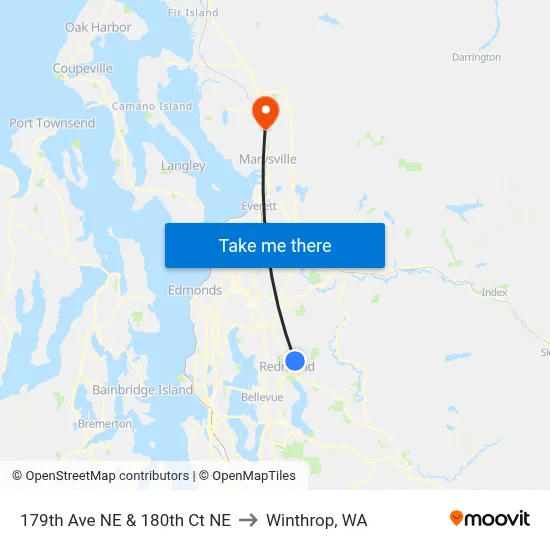 179th Ave NE & 180th Ct NE to Winthrop, WA map