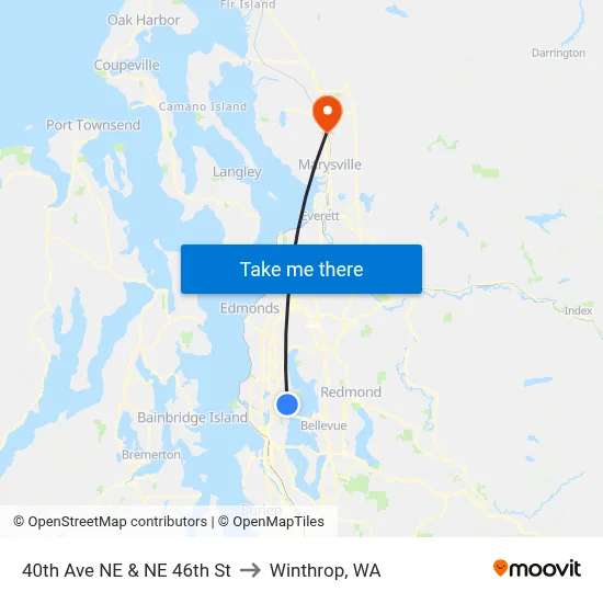 40th Ave NE & NE 46th St to Winthrop, WA map