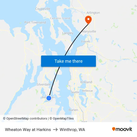 Wheaton Way at Harkins to Winthrop, WA map