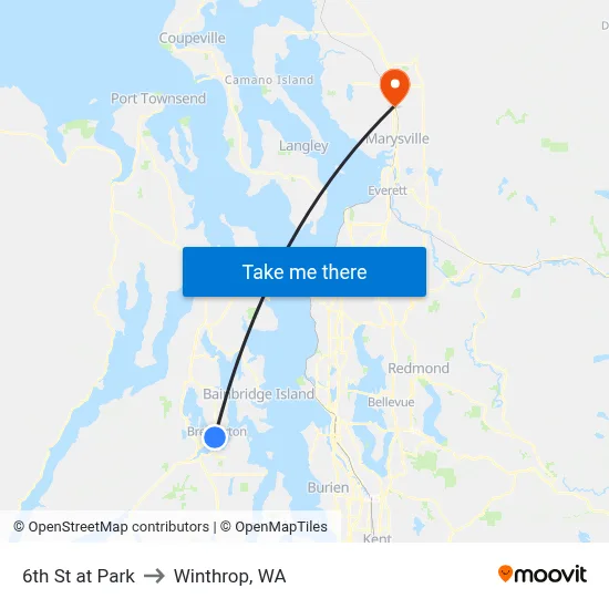 6th St at Park to Winthrop, WA map