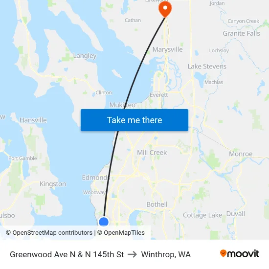 Greenwood Ave N & N 145th St to Winthrop, WA map