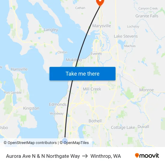 Aurora Ave N & N Northgate Way to Winthrop, WA map