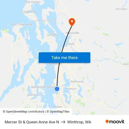 Mercer St & Queen Anne Ave N to Winthrop, WA map