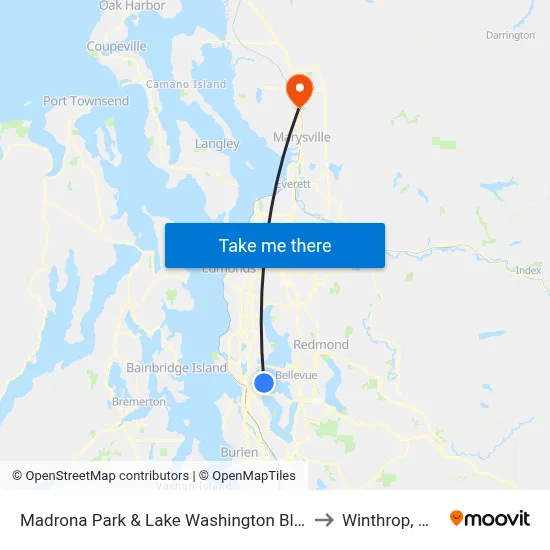 Madrona Park & Lake Washington Blvd to Winthrop, WA map