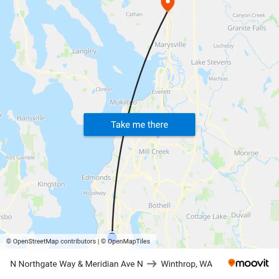 N Northgate Way & Meridian Ave N to Winthrop, WA map