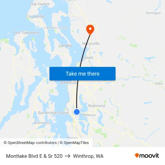 Montlake Blvd E & Sr 520 to Winthrop, WA map