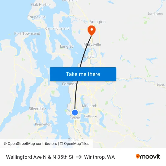 Wallingford Ave N & N 35th St to Winthrop, WA map