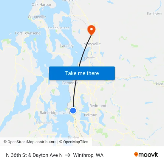 N 36th St & Dayton Ave N to Winthrop, WA map