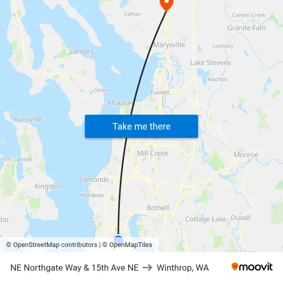 NE Northgate Way & 15th Ave NE to Winthrop, WA map