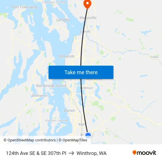 124th Ave SE & SE 307th Pl to Winthrop, WA map