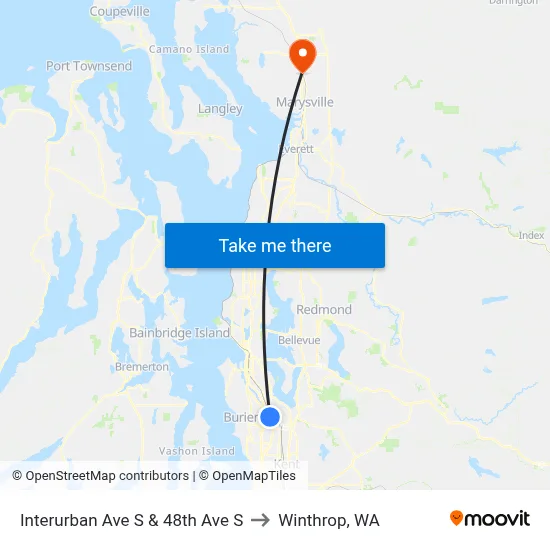 Interurban Ave S & 48th Ave S to Winthrop, WA map