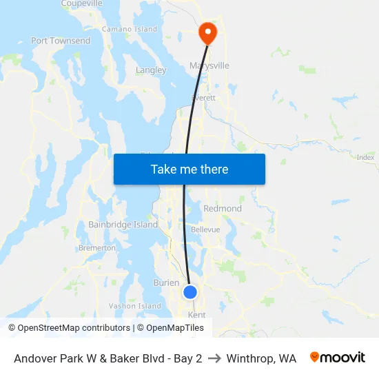 Andover Park W & Baker Blvd - Bay 2 to Winthrop, WA map