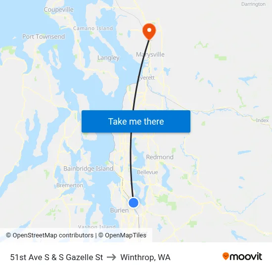 51st Ave S & S Gazelle St to Winthrop, WA map