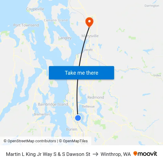 Martin L King Jr Way S & S Dawson St to Winthrop, WA map