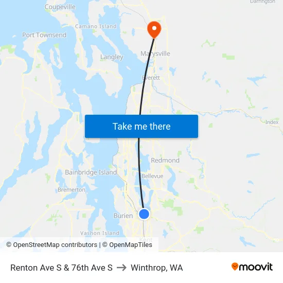 Renton Ave S & 76th Ave S to Winthrop, WA map