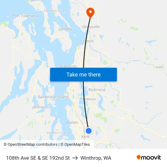 108th Ave SE & SE 192nd St to Winthrop, WA map