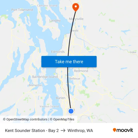Kent Sounder Station - Bay 2 to Winthrop, WA map