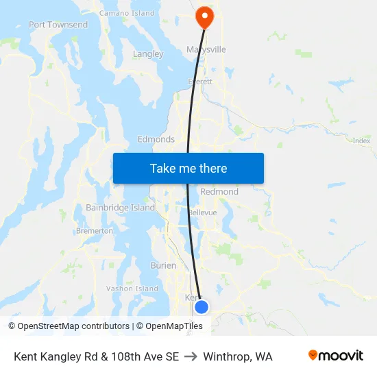Kent Kangley Rd & 108th Ave SE to Winthrop, WA map