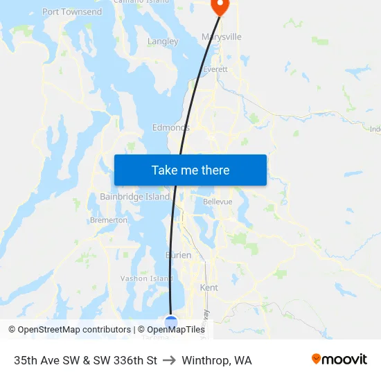 35th Ave SW & SW 336th St to Winthrop, WA map