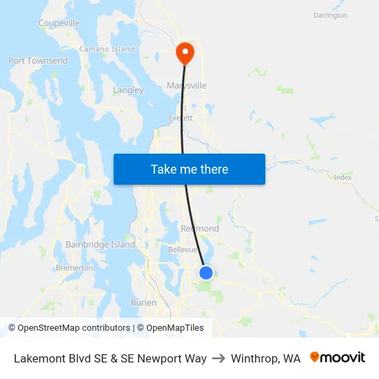 Lakemont Blvd SE & SE Newport Way to Winthrop, WA map